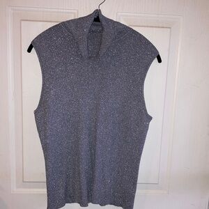 Sparkling Sleeveless Knit Top - Gray